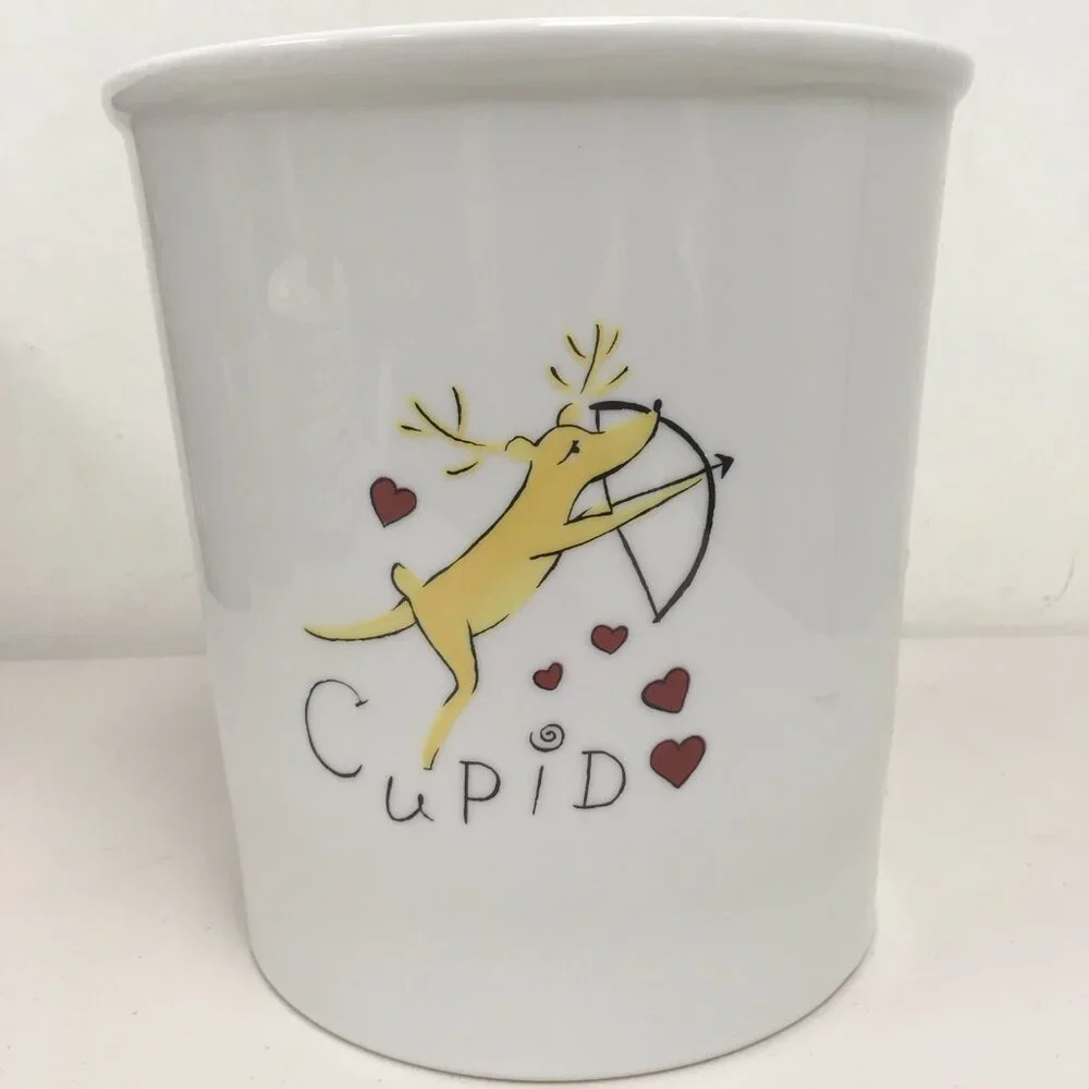 Pottery Barn Cupid Reindeer utensil holder 8